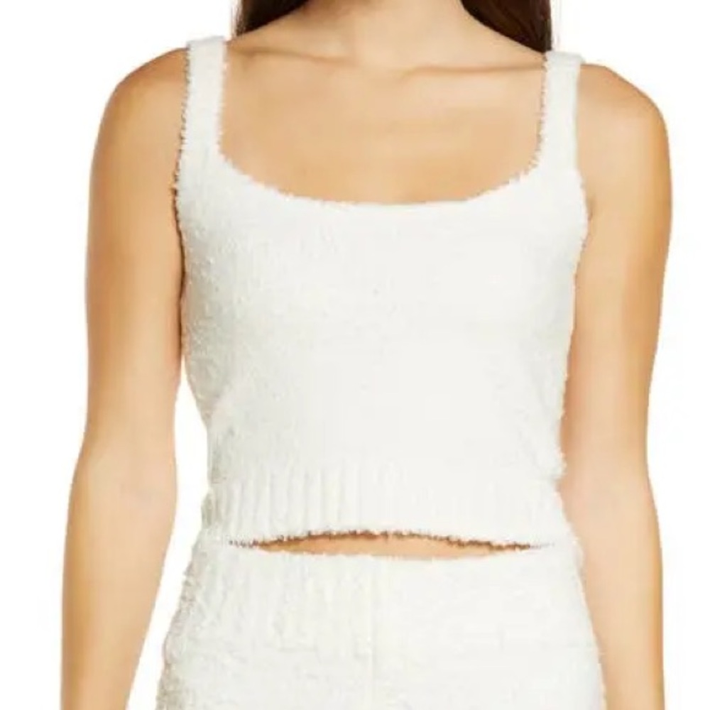 SKIMS Cream Fuzzy Crop Top - Picture 1 of 2